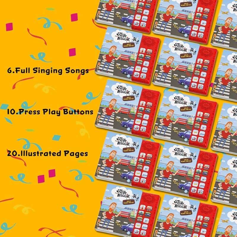 Steve and Maggie Sound Book – 10 Button Interactive Nursery Rhymes Sound Book for Toddlers 1-3, Talking Musical Book, Sing-Along Music Book, Educational Toy Gift for Boys & Girls (Things that Go) - Image 7