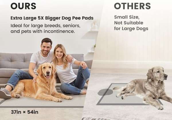 Gardner Pet 5XL Puppy Pads Extra Large, 37"x54" Super Absorbent & Leak-Proof Dog Pads, Nop-Slip Bottom Disposable Potty Training Pee Pads for Dogs Cats, 25 Count Grey - Image 2