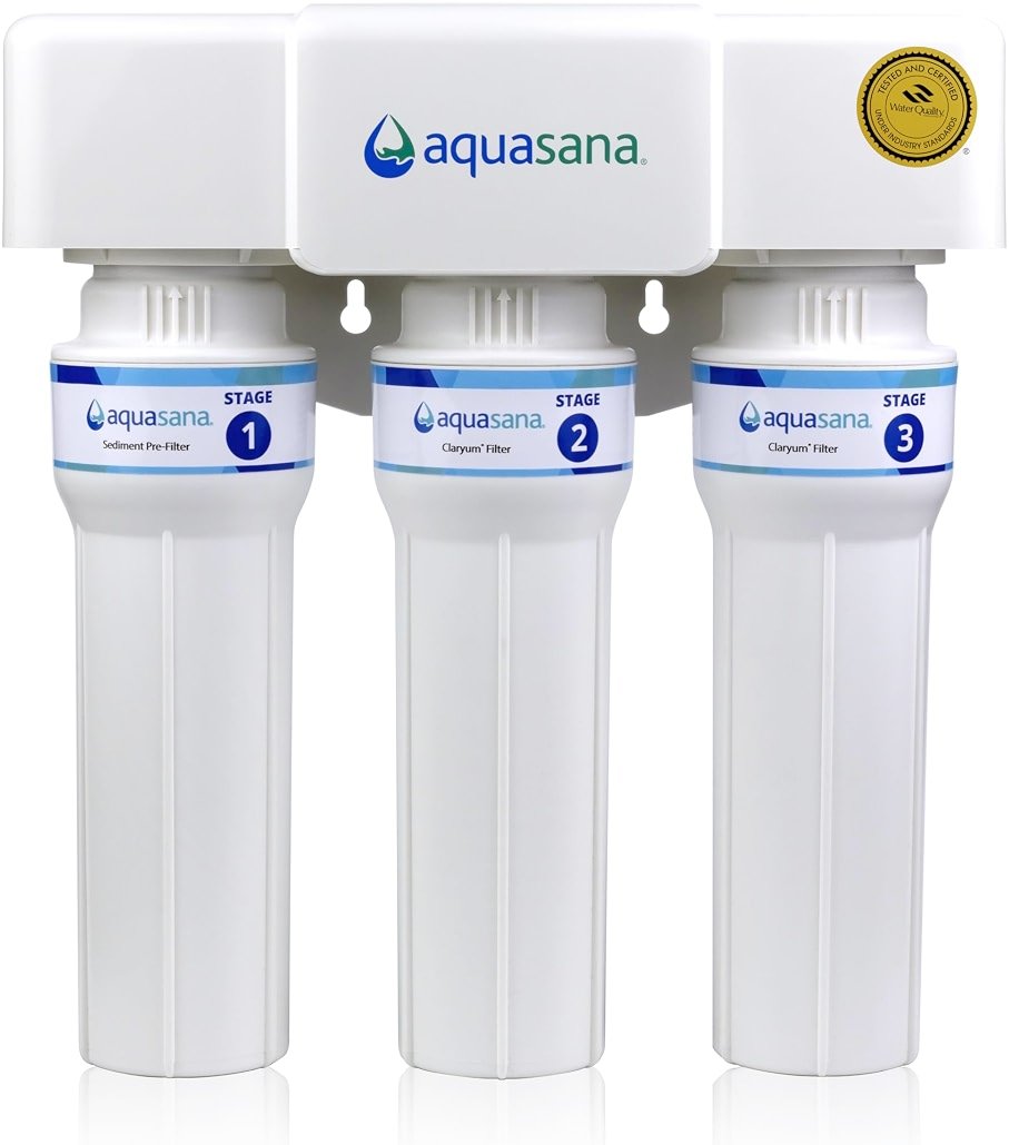 Aquasana Under Sink Water Filter | 3-Stage Max Flow Filtration | Reduces up to 99.99% of 78 Contaminants - PFAS, Lead, Chlorine, Cysts, & More | Under Counter Drinking Water Filter | AQ-6300M-NF - Product Image