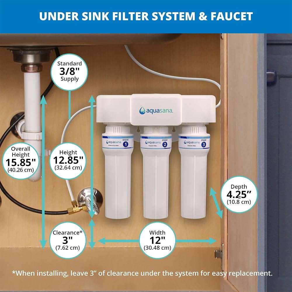 Aquasana Under Sink Water Filter | 3-Stage Max Flow Filtration | Reduces up to 99.99% of 78 Contaminants - PFAS, Lead, Chlorine, Cysts, & More | Under Counter Drinking Water Filter | AQ-6300M-NF - Image 4