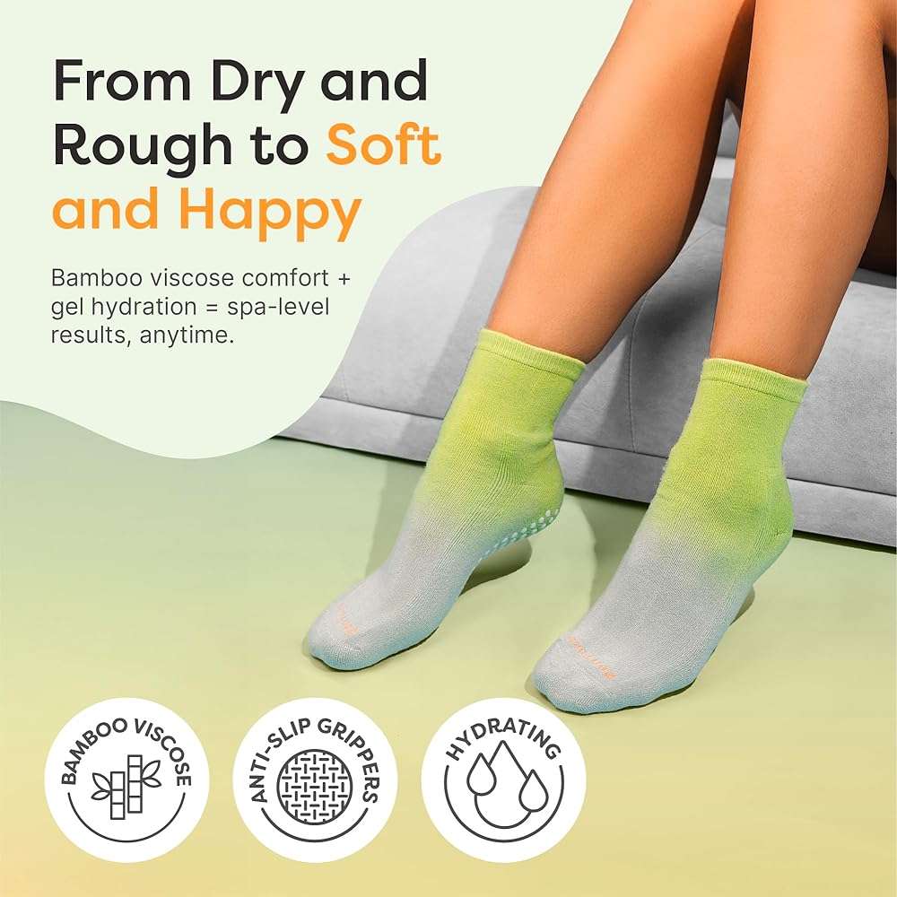 ZenToes Moisturizing Socks for Dry Cracked Feet - Bamboo Viscose Blend Spa Socks with Aloe Vera Gel Lining, Non-Slip Grippers, Self Care Gifts, Stocking Stuffers for Women (Mint Sky, 1 Pair) - Image 2