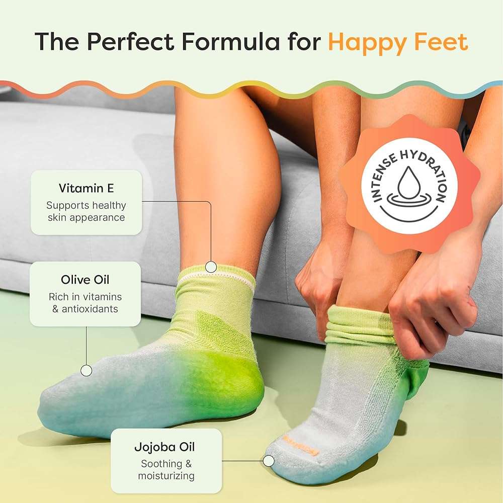ZenToes Moisturizing Socks for Dry Cracked Feet - Bamboo Viscose Blend Spa Socks with Aloe Vera Gel Lining, Non-Slip Grippers, Self Care Gifts, Stocking Stuffers for Women (Mint Sky, 1 Pair) - Image 5