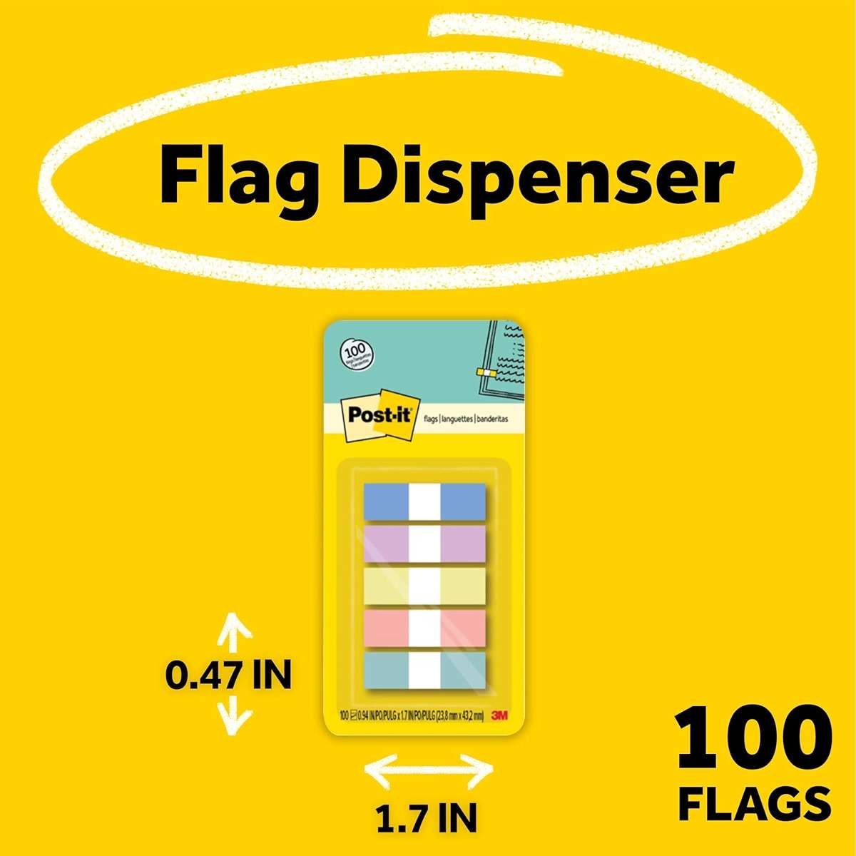 Post-it Flags, 0.47 in. x 1.7 in., One Dispenser with 100 -Count Assorted Pastel Colors Sticky Tabs Per Dispenser, Removable Page Markers for Planners, Journals, and Calendars (100 Flags Total) - Image 2