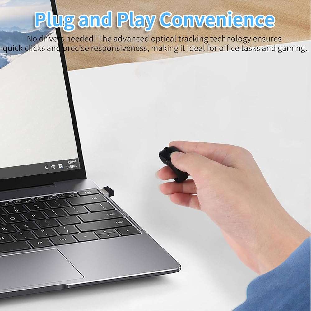 Mini Bluetooth Wireless Mouse Dual Mode Finger & Ring Touchpad Design, Rechargeable with Charging Case for PC, Laptops, Tablets & Smartphones – Ideal for Remote Control, Page Turning,Travel (Black) - Image 3
