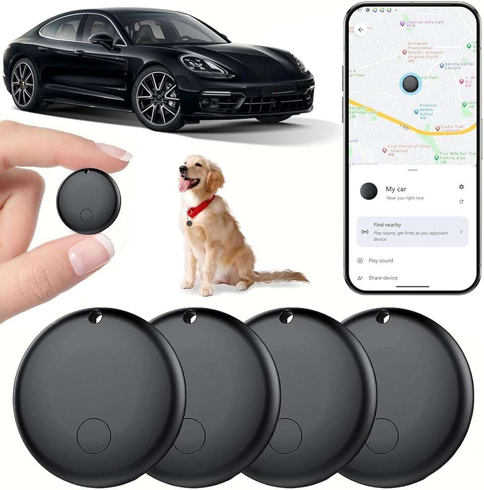 Android GPS Tracker for Vehicles, Hidden Tracking Device for Vehicles, Car Tracker No Subscription Work with Find My, Smart Tag with Audio for Kids, Key, Dogs, Luggage, Bag (Android-2 Pack) - Image 1