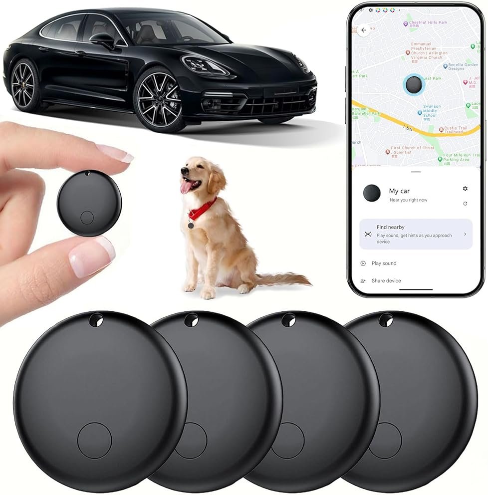 Android GPS Tracker for Vehicles, Hidden Tracking Device for Vehicles, Car Tracker No Subscription Work with Find My, Smart Tag with Audio for Kids, Key, Dogs, Luggage, Bag (Android-2 Pack) - Product Image