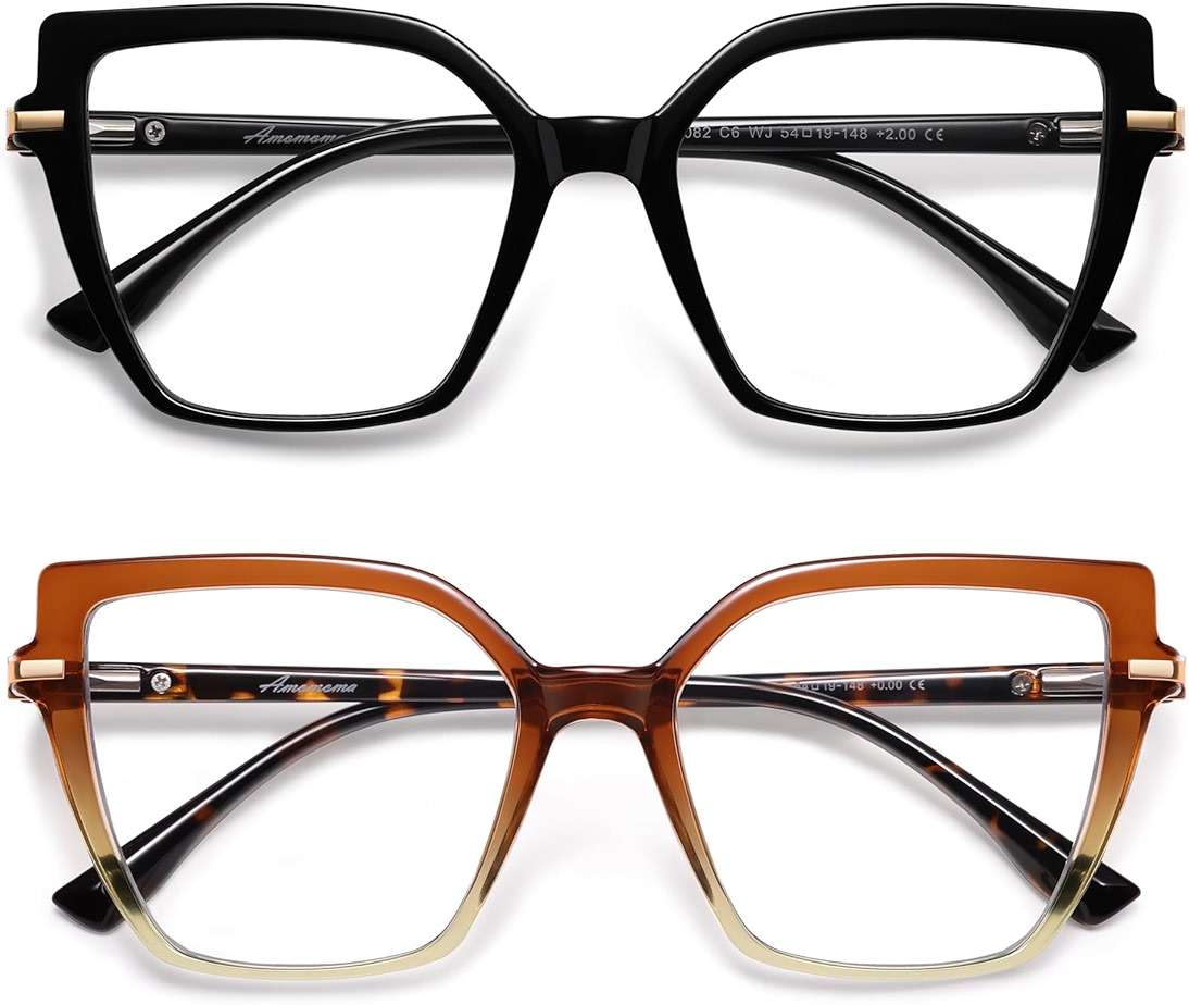 AMOMOMA Trendy Square Blue Light Blocking Reading Glasses for Women Women's Readers Spring Hinge AM6082 - Image 1