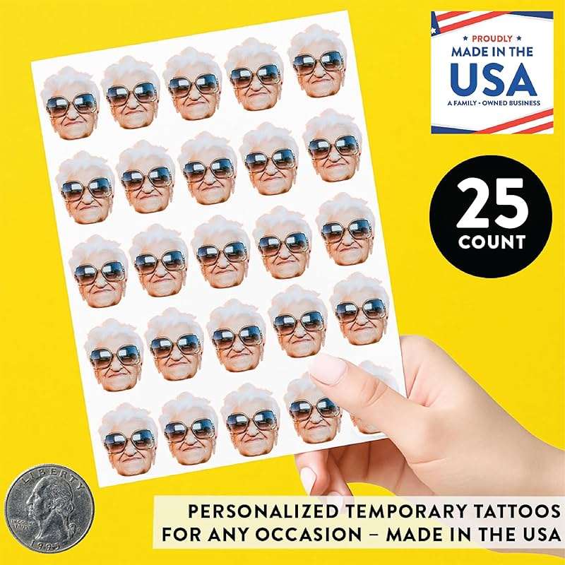 Andaz Press Personalized Temporary Tattoos, 25 Custom Face Tattoos for Weddings, Bachelorette Parties, Birthday, Graduation, Easy to Apply Custom Tattoos Temporary for All Ages, USA Made, 2-Inch - Image 6