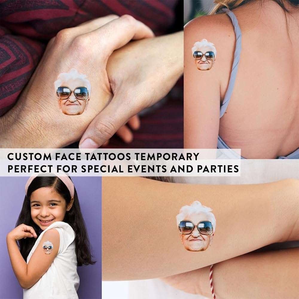 Andaz Press Personalized Temporary Tattoos, 25 Custom Face Tattoos for Weddings, Bachelorette Parties, Birthday, Graduation, Easy to Apply Custom Tattoos Temporary for All Ages, USA Made, 2-Inch - Image 8