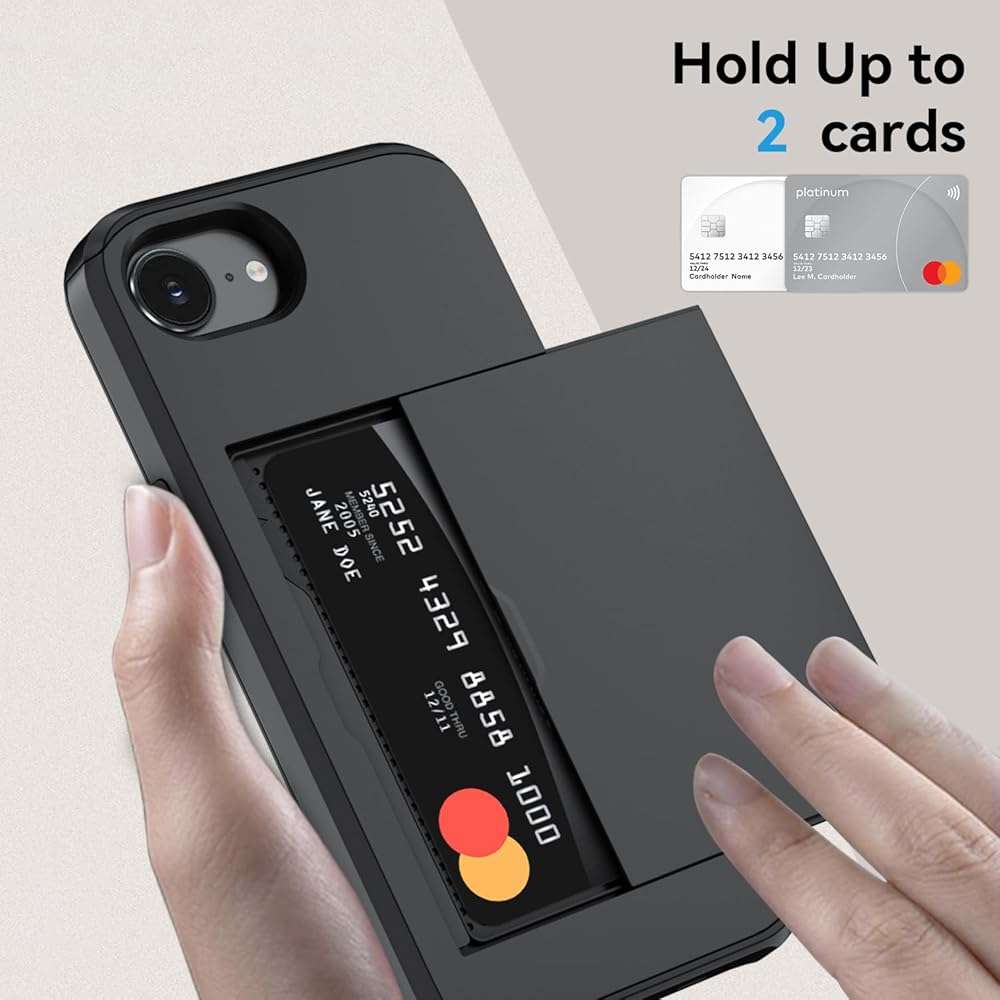 Qinmay Compatible with iPhone 16e Case & iPhone 17e Case Wallet,Built-in Card Holder,Dual Layer Shockproof Hidden Card Slot Slim Wallet Phone Cover for iPhone 16e/17e,Black - Image 3