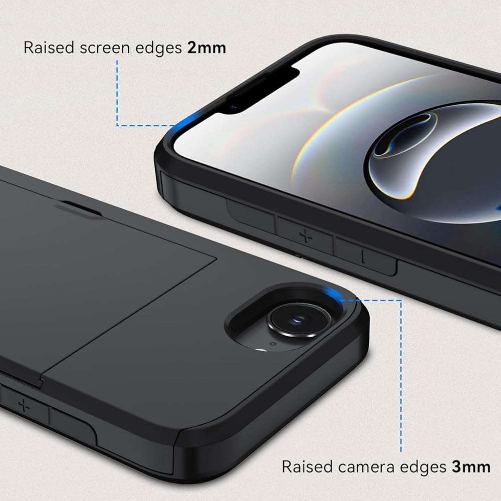 Qinmay Compatible with iPhone 16e Case & iPhone 17e Case Wallet,Built-in Card Holder,Dual Layer Shockproof Hidden Card Slot Slim Wallet Phone Cover for iPhone 16e/17e,Black - Image 4