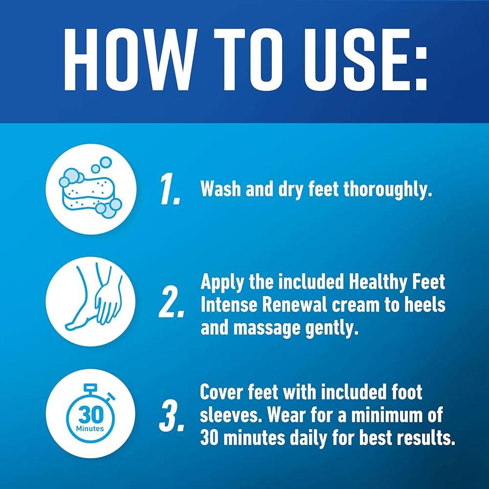 O’Keeffe’s for Healthy Feet Heel Repair Kit with Urea & Lactic Acid – (1 Pair) Reusable Foot Sleeves + 3 oz. Intense Renewal Foot Cream, Exfoliates & Softens Dry Heels - Image 7