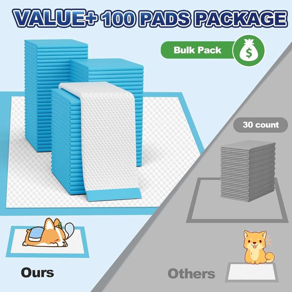 Puppy Pads XL 100 Count, Dog Pee Pads Extra Large, 34"x28" Pee Pads for Dogs, X-Large Disposable Dog Training Pads Super Absorbent&Leak-Proof, Crate Potty Piddle Pads for Doggy, Pet Supplies - Image 5