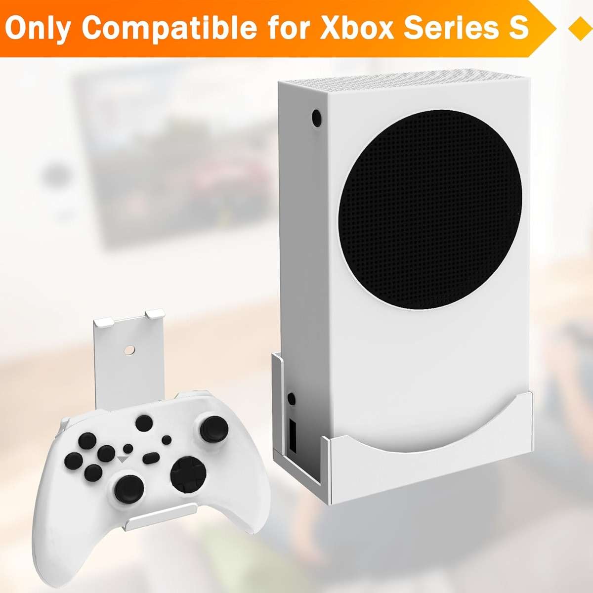Wall Mount Holder Compatible for Xbox Series S, Wall Mount Stand Kit for XSS System, Wall Shelf Bracket Compatible for Xbox Series S, The XSS Game Console and Accessories on Wall Near or Behind TV Left/Right - Image 3