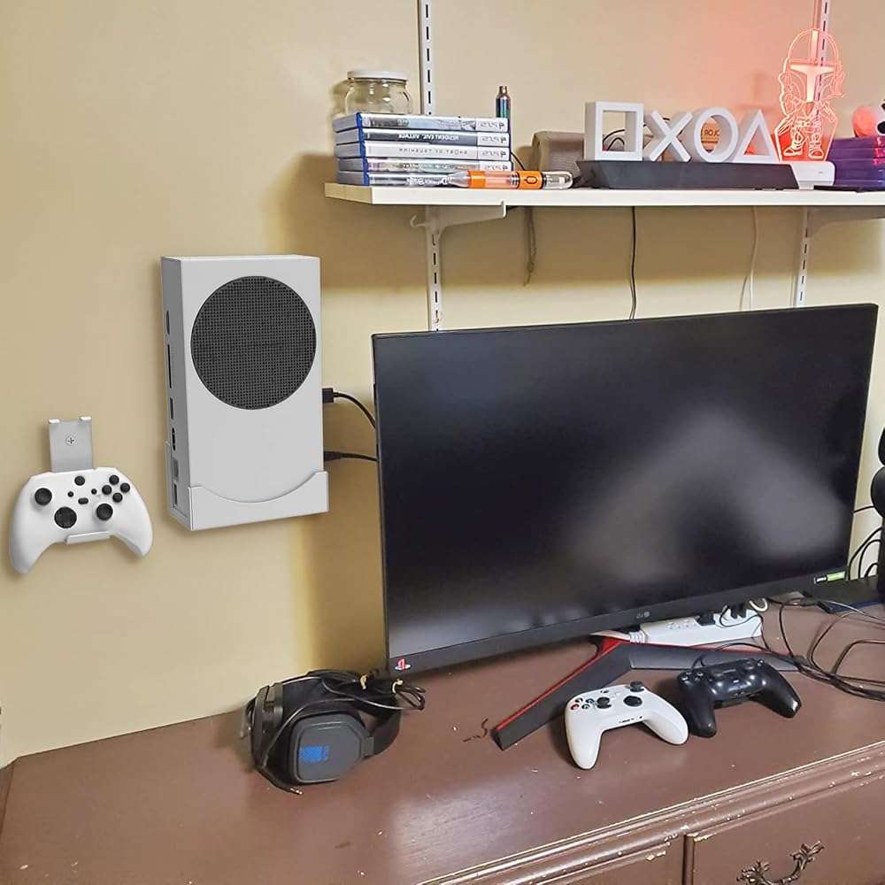 Wall Mount Holder Compatible for Xbox Series S, Wall Mount Stand Kit for XSS System, Wall Shelf Bracket Compatible for Xbox Series S, The XSS Game Console and Accessories on Wall Near or Behind TV Left/Right - Image 7