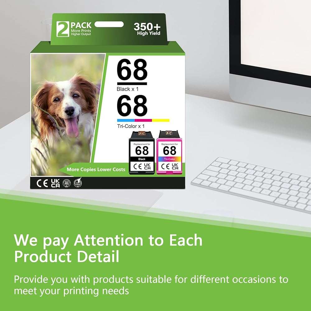 68 Ink Cartridges Replacement for HP 68 68XL Ink Cartridges | Compatible for HP 68 68xl Ink Cartridge Black Color Combo Pack for Envy 6552e 6555e 6155e Printer (68 Black, 68 Tri-Color) - Image 7