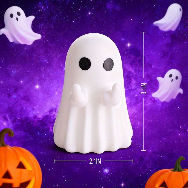Halloween Ghost Figurine, Cute Finger Ghost Resin Statue, Halloween Decorations Indoor, Spooky Farmhouse Tiered Tray Decor for Indoor, Porch, Shelf - Image 2