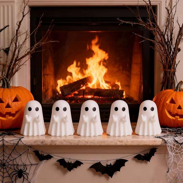 Halloween Ghost Figurine, Cute Finger Ghost Resin Statue, Halloween Decorations Indoor, Spooky Farmhouse Tiered Tray Decor for Indoor, Porch, Shelf - Image 6