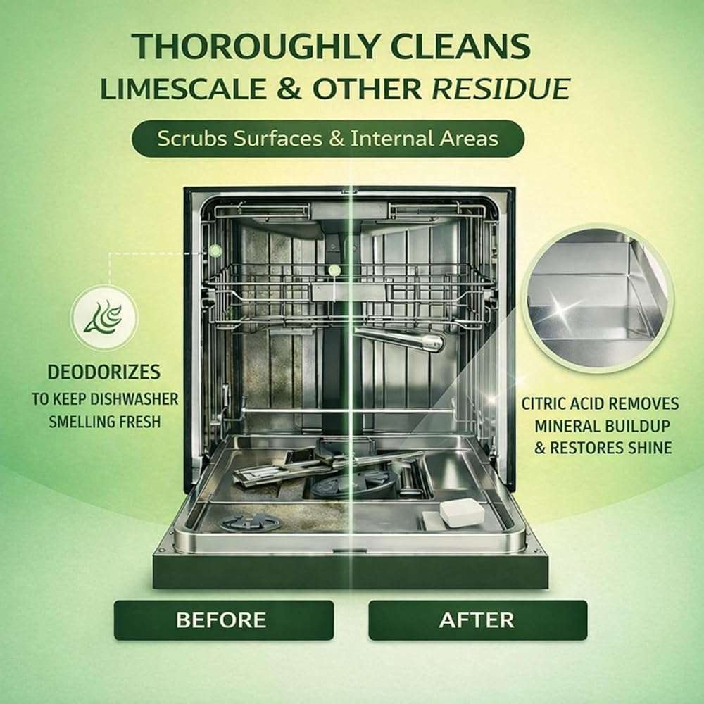 Turbo Suds Dishwasher Cleaner and Deodorizer XL Tablets – Heavy-Duty Descaler & Odor Remover for Hard Water, Removes Spots & Residue, Enhance Drying & Shine, 12 Pack (1 Year Supply) - Image 3