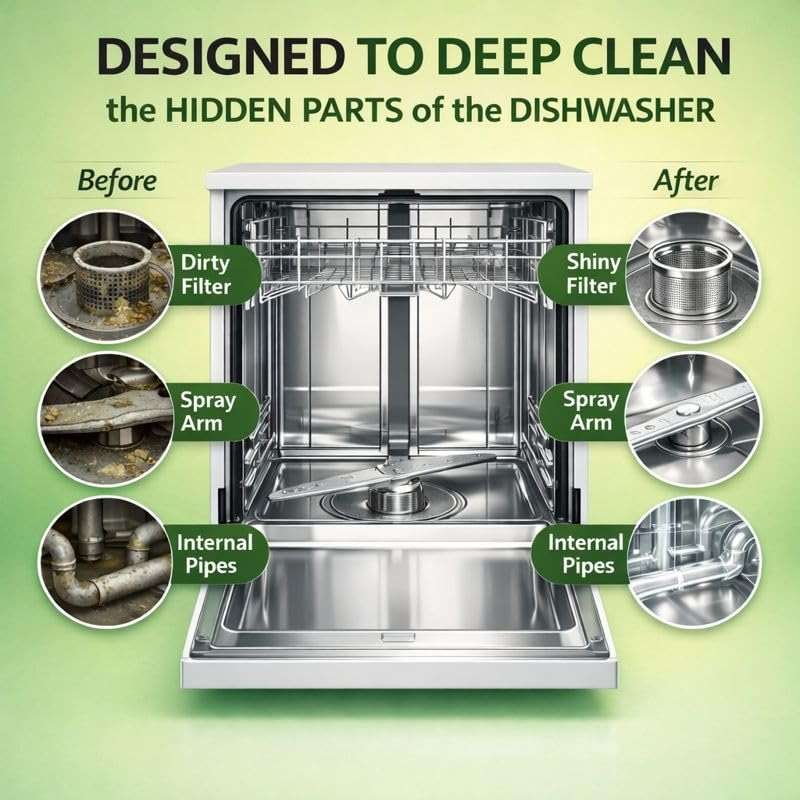 Turbo Suds Dishwasher Cleaner and Deodorizer XL Tablets – Heavy-Duty Descaler & Odor Remover for Hard Water, Removes Spots & Residue, Enhance Drying & Shine, 12 Pack (1 Year Supply) - Image 4