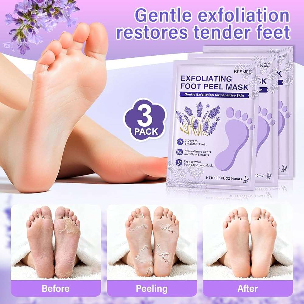 BESNEL 8Pack Moisturizing&Foot Peeling Foot Mask, Teacher Appreciation Gifts, Hydrating Foot Masks Dry Cracked Feet, Soothing Moisturizer Socks Repair Rough Heels&Baby Soft Feet(8Pack) - Image 2