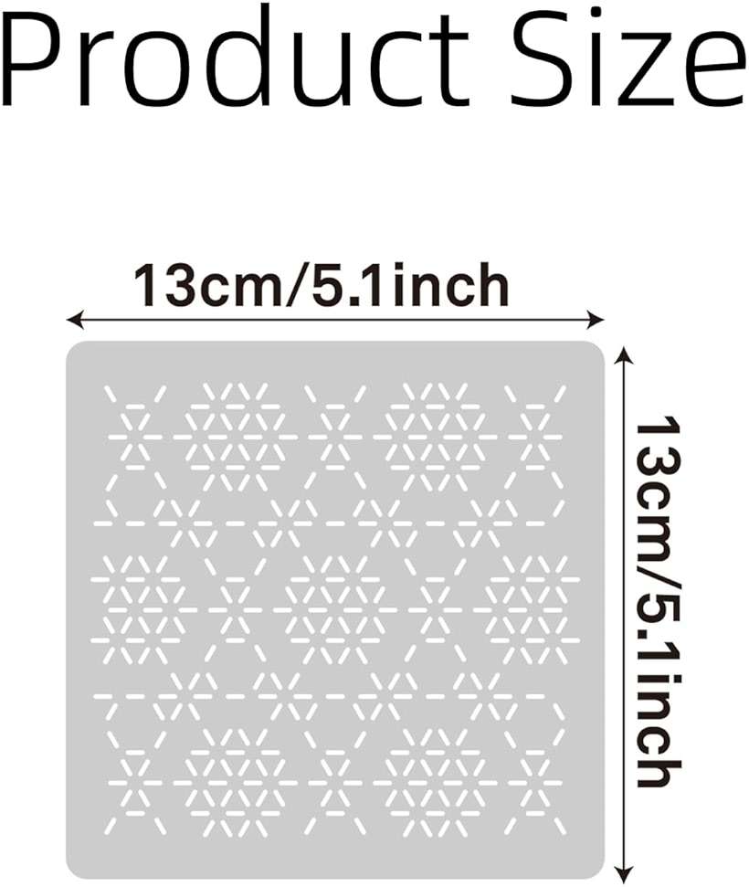32 PCS Sashiko Stencil Kit, 5.1 x 5.1 Inch Plastic Geometric Sashiko Pattern Template Drawing Line Embroidery Pattern for Sewing Hand Quilting and Embroidery - Image 3