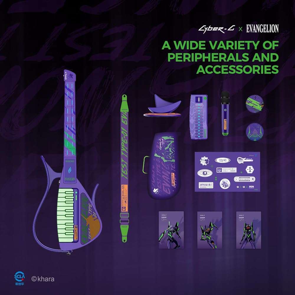 Enya CYBER-G Smart Guitar,Official Evangelion Collaboration, Stringless Guitar with APP Learning,Built-in Effects & Bluetooth,Portable Guitars for All Skill Levels,Gift Box Set - Image 2