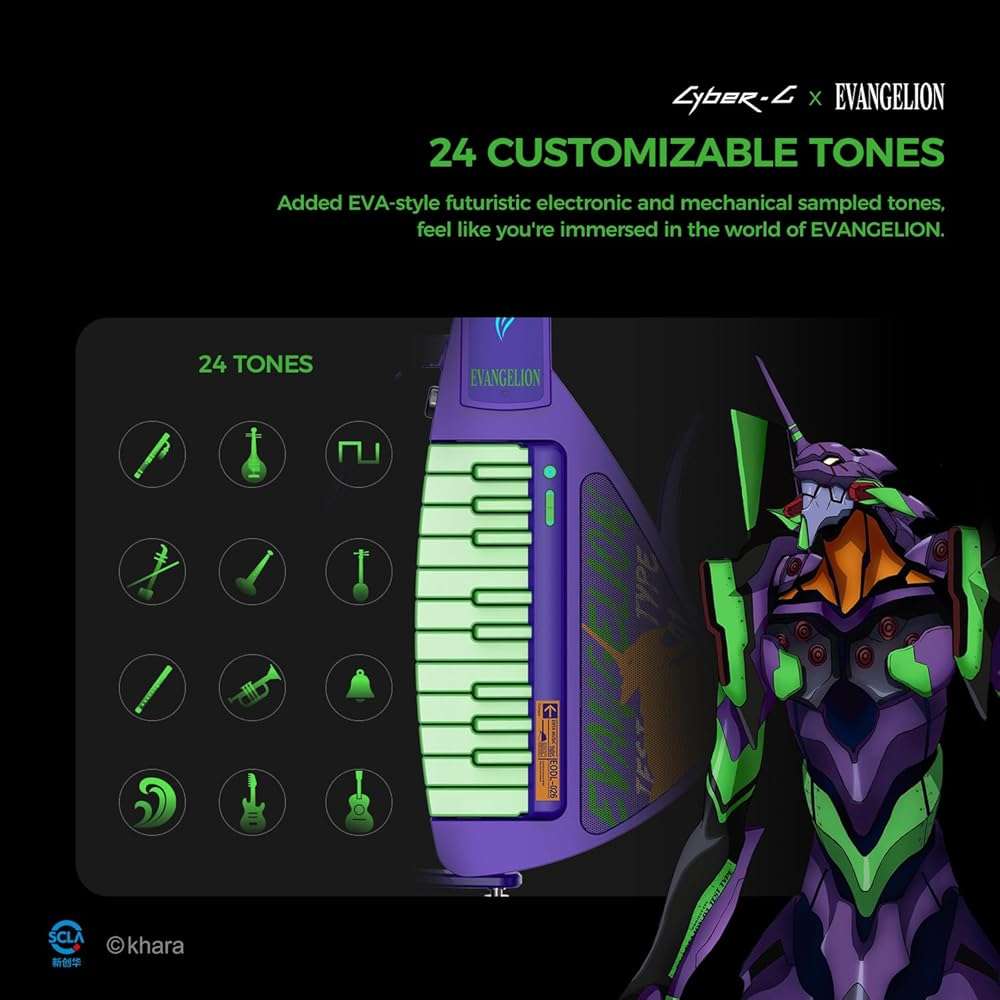 Enya CYBER-G Smart Guitar,Official Evangelion Collaboration, Stringless Guitar with APP Learning,Built-in Effects & Bluetooth,Portable Guitars for All Skill Levels,Gift Box Set - Image 4