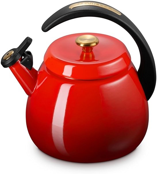 Le Creuset Enamel On Steel Signature Cloche Kettle, 2.2 qt., Cerise with Gold Knob - Product Image