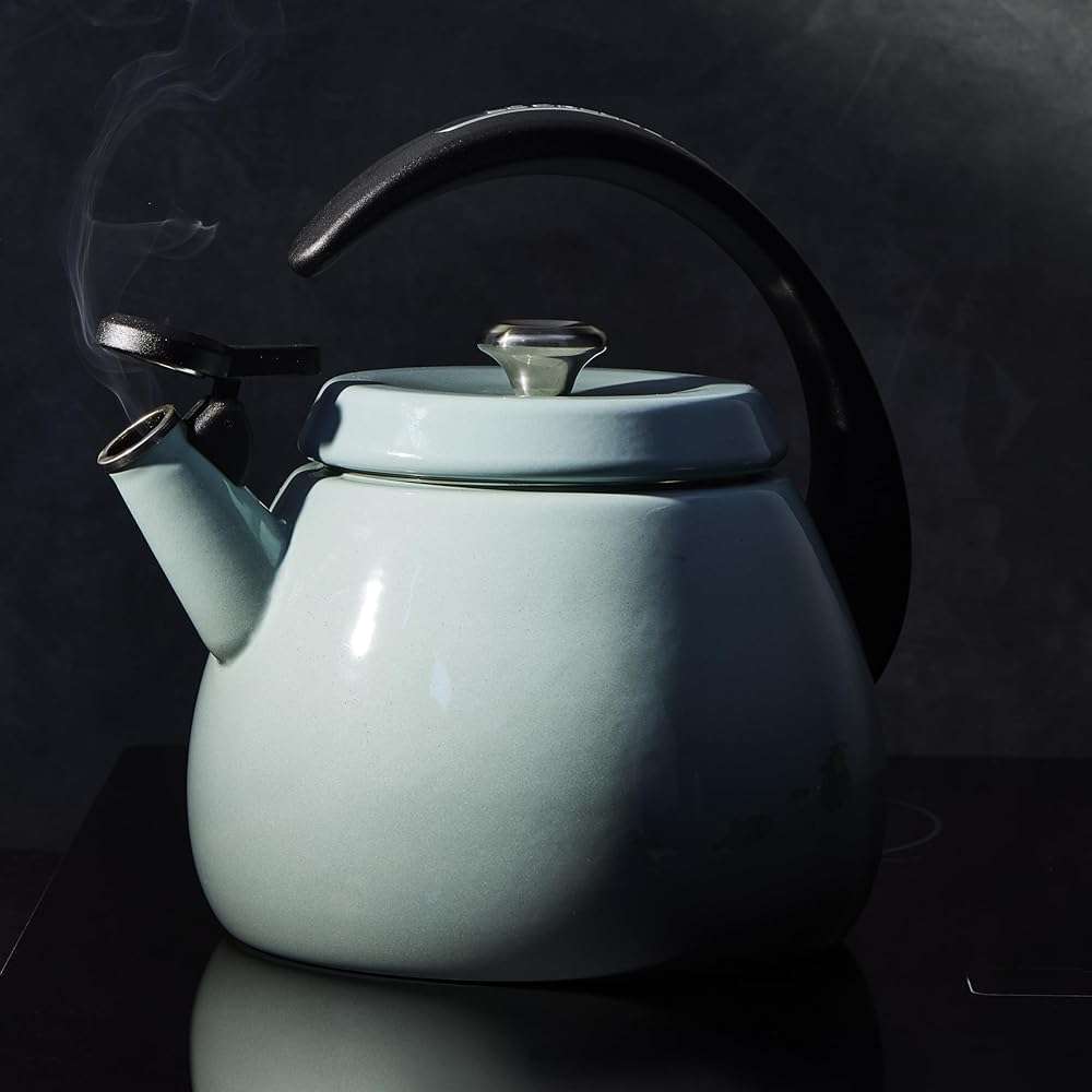 Le Creuset Enamel On Steel Signature Cloche Kettle, 2.2 qt., Cerise with Gold Knob - Image 2