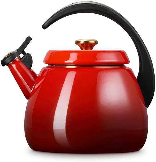 Le Creuset Enamel On Steel Signature Cloche Kettle, 2.2 qt., Cerise with Gold Knob - Image 4