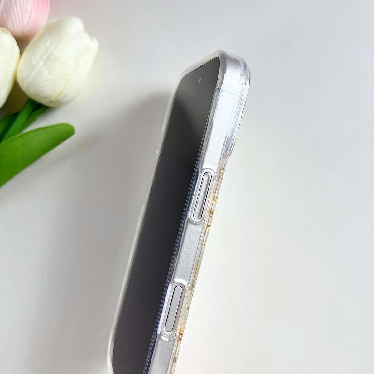 LSEEKA for iPhone 17 Clear Case with Pressed Real Flowers Design,Glitter Cute White Floral Pattern Slim Soft TPU Protective Women Girl's Phone Cover for iPhone 17 - Image 7