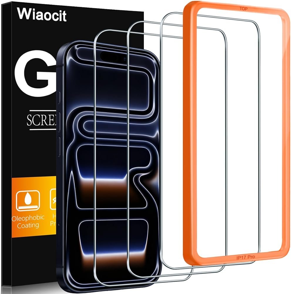 Wiaocit 3 Pack Tempered Glass Screen Protector for iPhone 17 Pro, 9H Hardness, Bubble Free, Case Friendly - Product Image