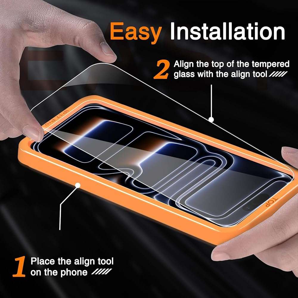 Wiaocit 3 Pack Tempered Glass Screen Protector for iPhone 17 Pro, 9H Hardness, Bubble Free, Case Friendly - Image 2