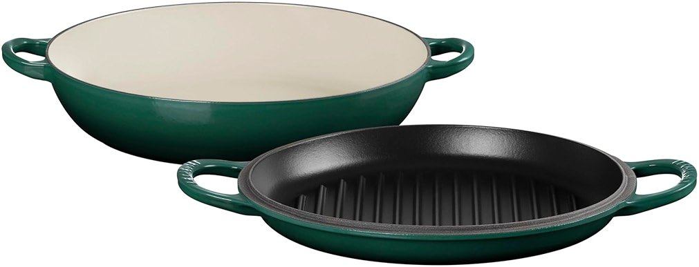 Le Creuset Enameled Cast Iron Multifunction Braiser with Grill Pan Lid, 3.5 qt., Artichaut - Product Image
