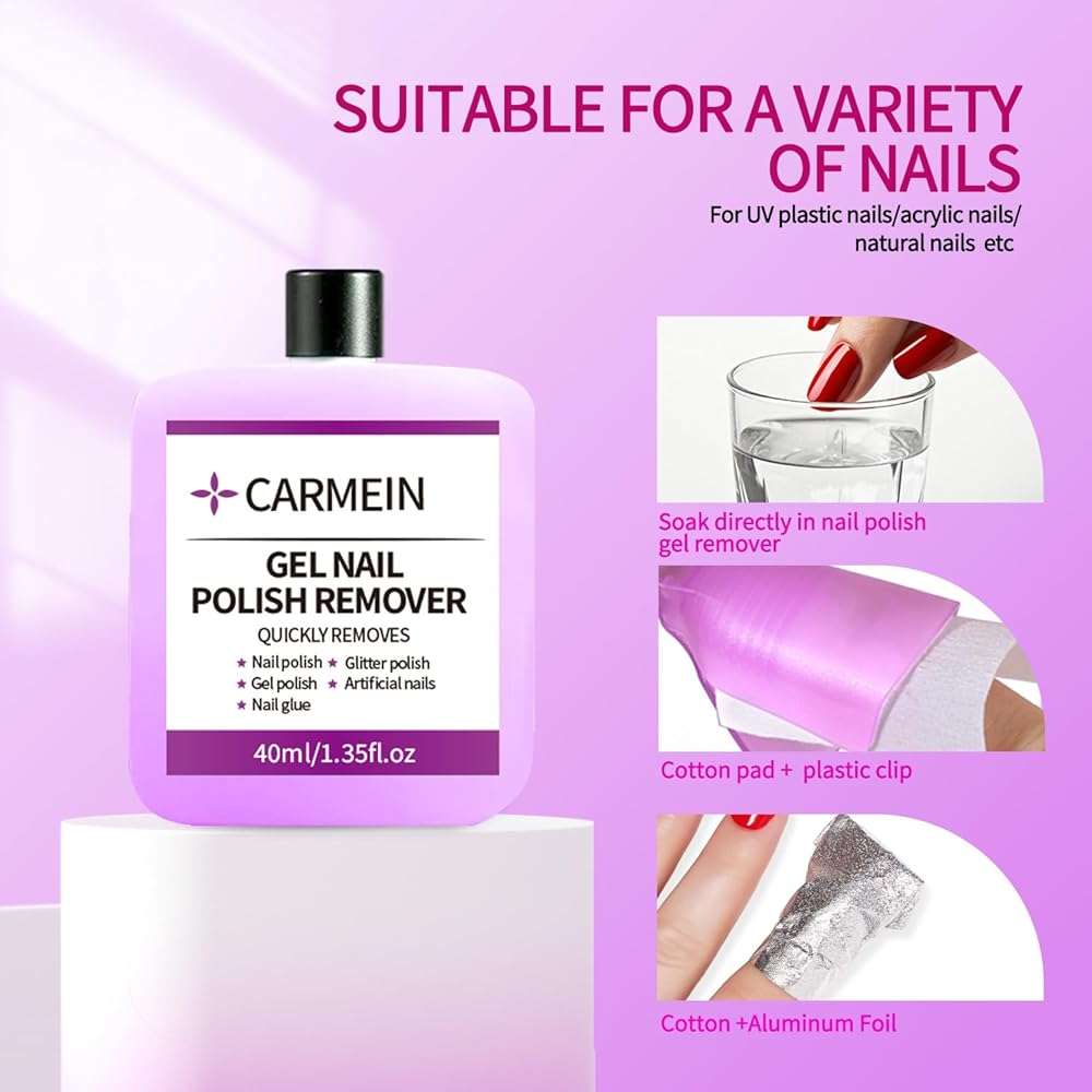 CARMEIN (1pcs) Gel Nail Polish Remover,QUICKLY REMOVES,Nail polish,Glitter polish,Gel polish,Artificial nails,Nail glue,Gel Nails Home Salon DIY 40ml/1.35fl.oz - Image 3