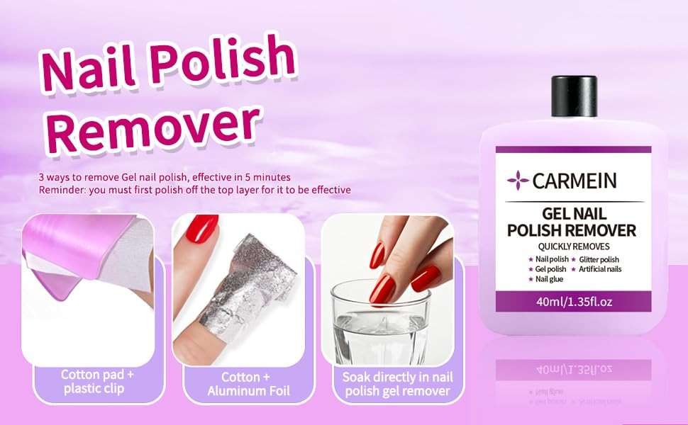 CARMEIN (1pcs) Gel Nail Polish Remover,QUICKLY REMOVES,Nail polish,Glitter polish,Gel polish,Artificial nails,Nail glue,Gel Nails Home Salon DIY 40ml/1.35fl.oz - Image 8