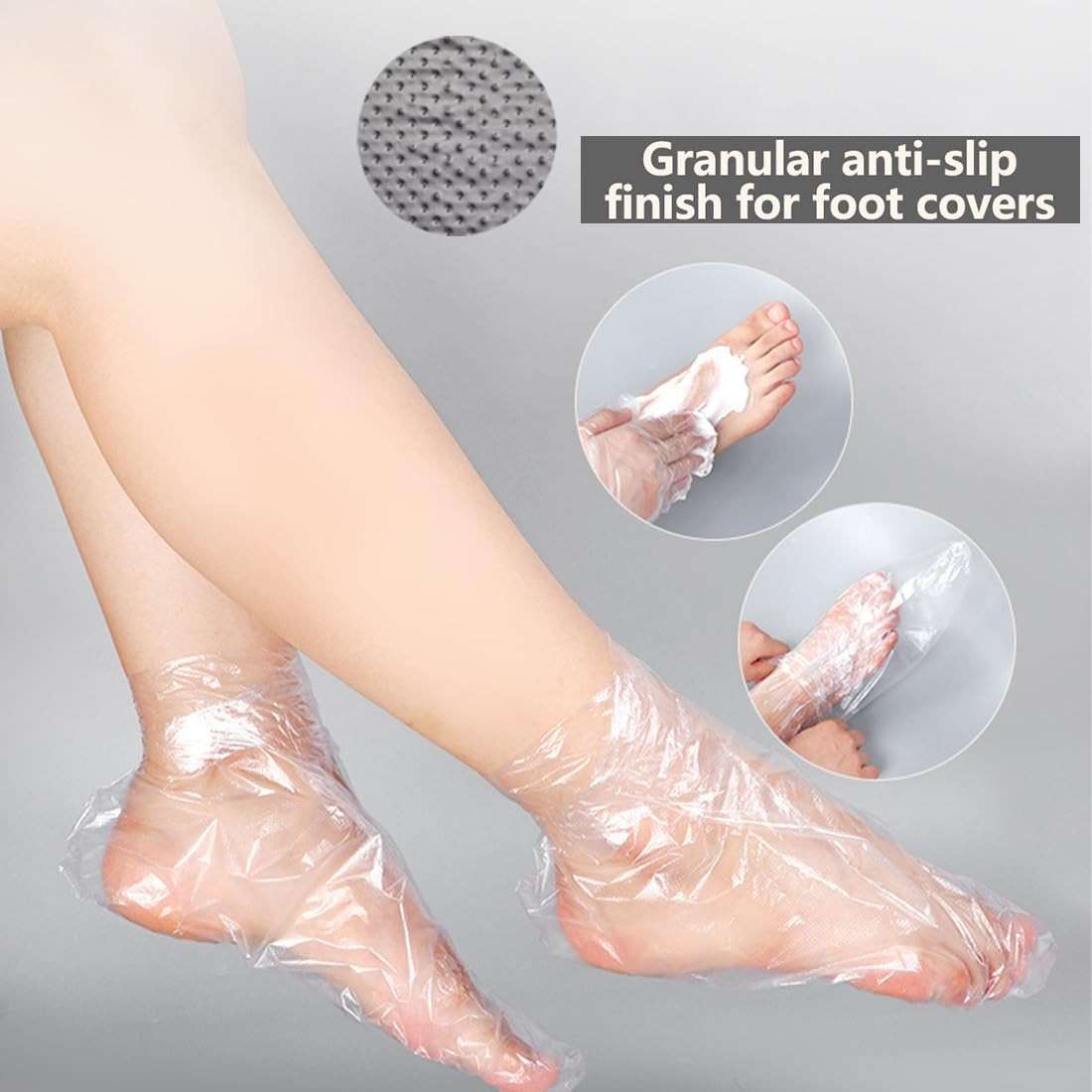 400 Pcs Disposable Moisturizing Foot Covers, Ribbed Anti-Slip Design with Stickers for Secure Fit, Plastic Foot Bags for Moisturizing, Hydration, Home Use, Spa, Pedicure, Trial Shoe, Paraffin Wax Bags - Image 5
