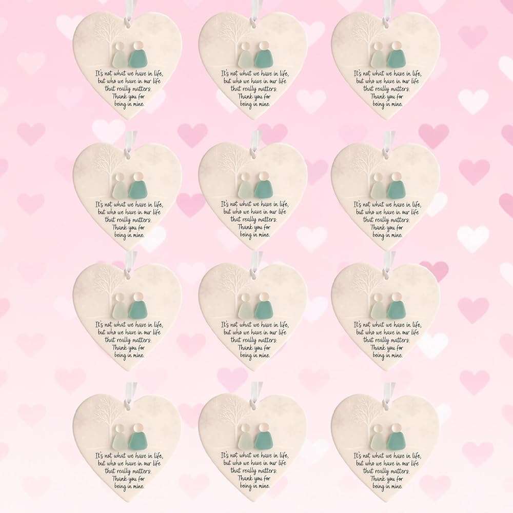 Heart Shaped Sea Glass Friendship Decor - Eternal Friendship Keepsake - Christmas Tree Ornaments & Hanging Pendants, Best Friend Sea Glass Art (12pcs) - Image 1