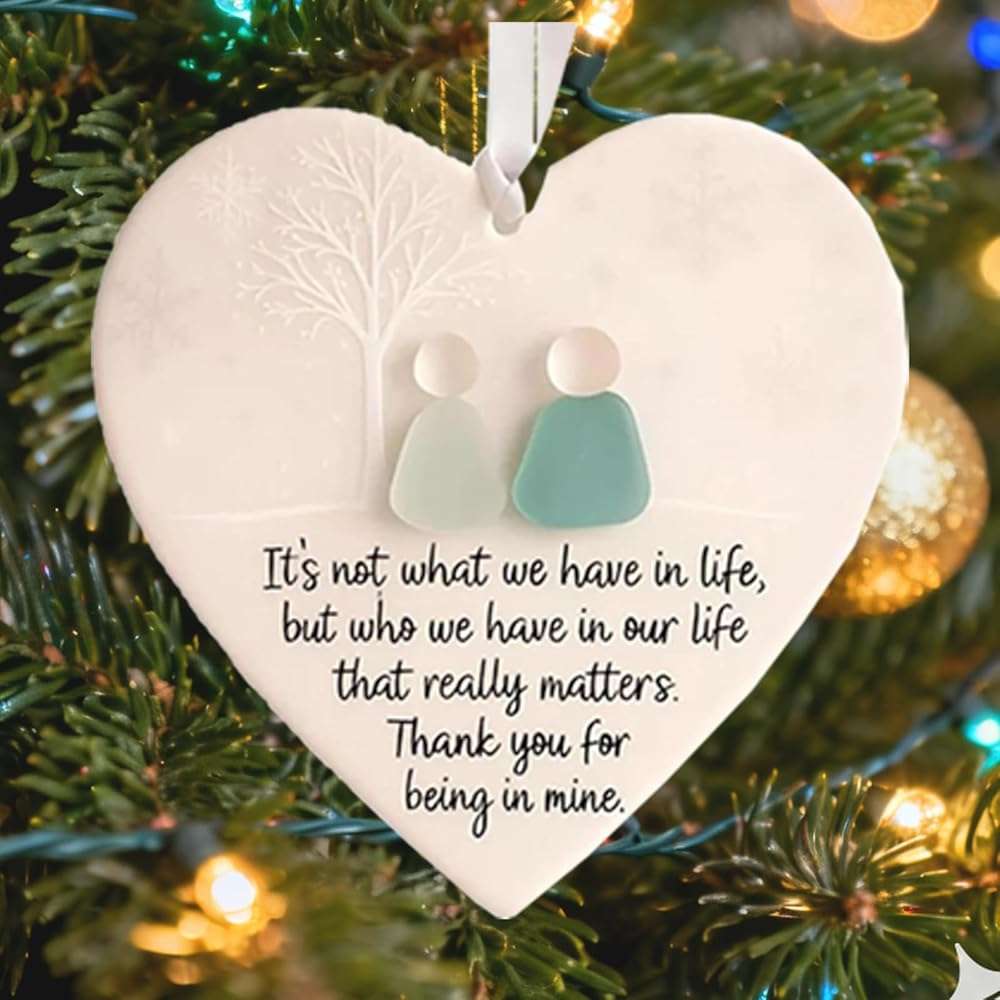 Heart Shaped Sea Glass Friendship Decor - Eternal Friendship Keepsake - Christmas Tree Ornaments & Hanging Pendants, Best Friend Sea Glass Art (12pcs) - Image 2