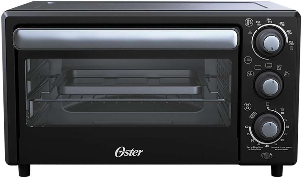 Oster® Compact Air Fryer Toaster Oven. Convection Countertop Pizza Oven, 4-Slice Toaster with 5 Cooking Functions – Air Fry, Bake, Toast, Broil, and Warm - Image 1