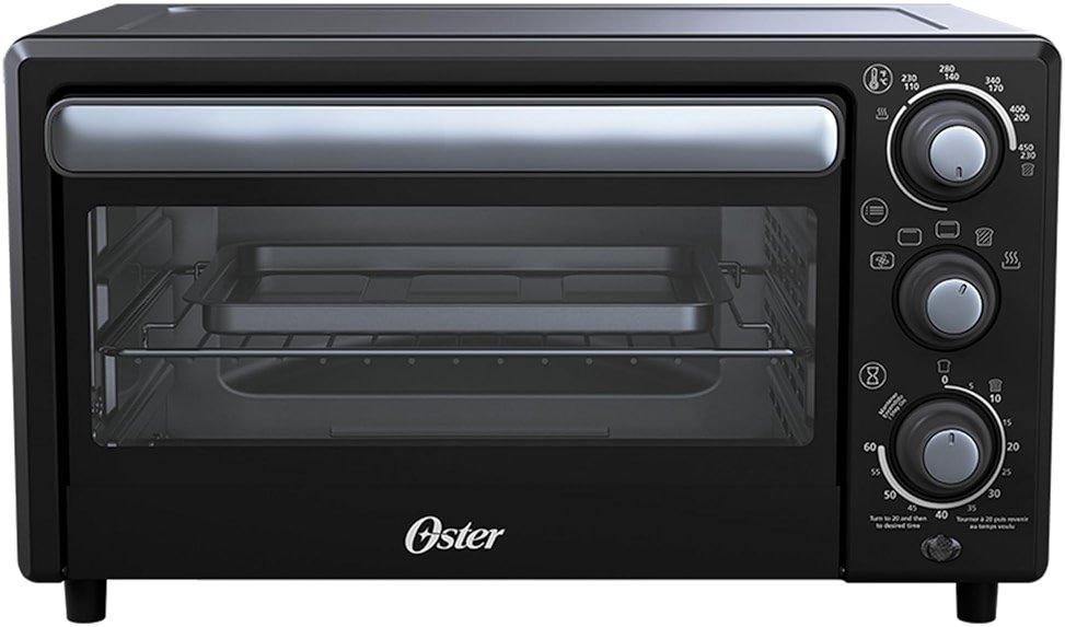 Oster® Compact Air Fryer Toaster Oven. Convection Countertop Pizza Oven, 4-Slice Toaster with 5 Cooking Functions – Air Fry, Bake, Toast, Broil, and Warm - Product Image