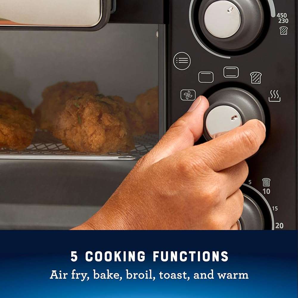 Oster® Compact Air Fryer Toaster Oven. Convection Countertop Pizza Oven, 4-Slice Toaster with 5 Cooking Functions – Air Fry, Bake, Toast, Broil, and Warm - Image 3