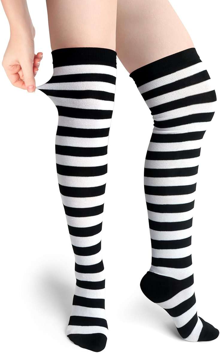 Landisun Thigh High Socks Leg Warmers Boot Stockings Witch Halloween Costumes - Image 1