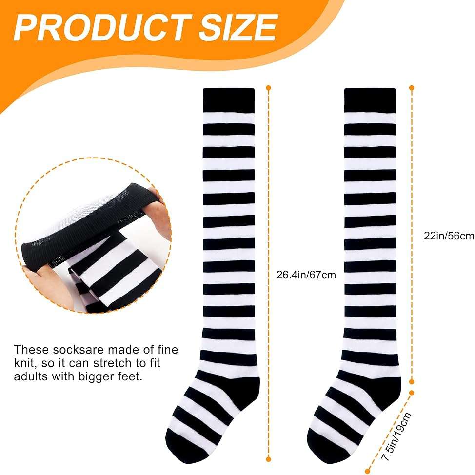 Landisun Thigh High Socks Leg Warmers Boot Stockings Witch Halloween Costumes - Image 3