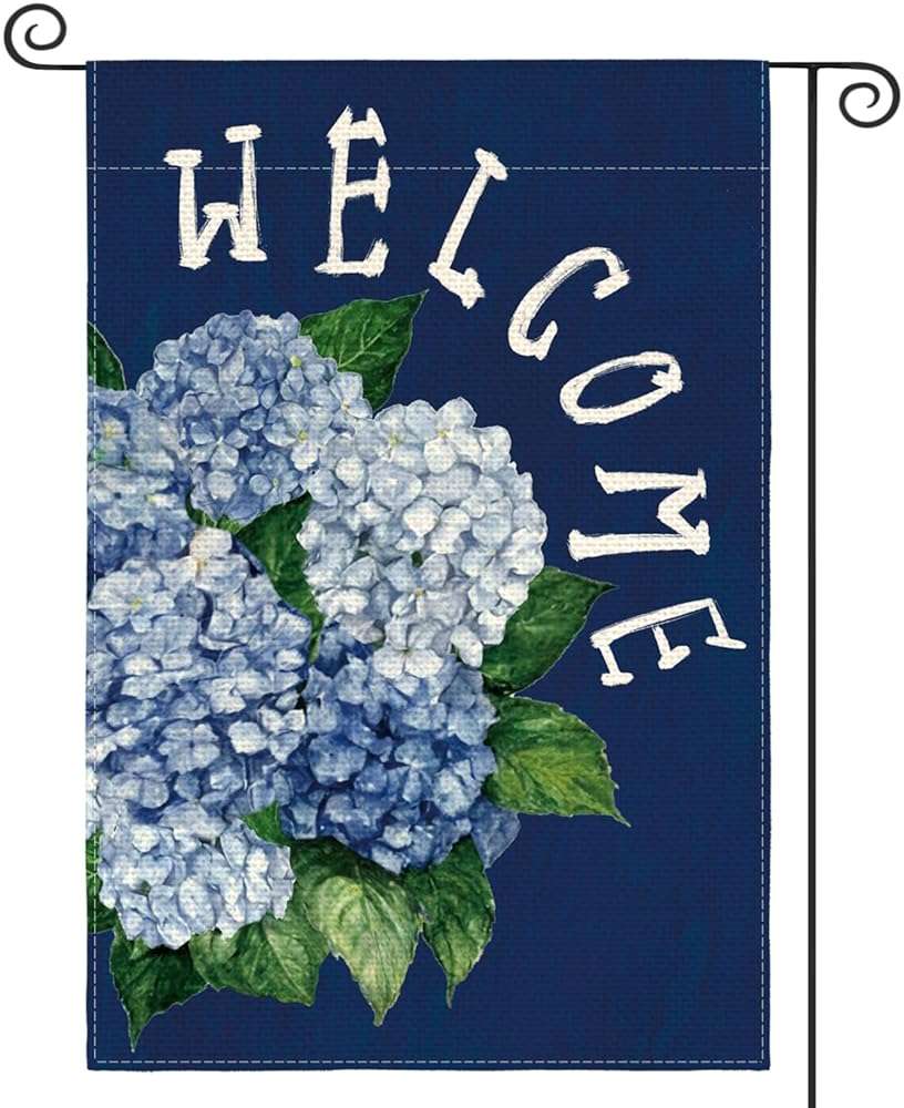 AVOIN colorlife Hydrangea Spring Summer Garden Flag 12x18 Inch Double Sided Outside, Seasonal Floral Welcome Yard Outdoor Flag - Image 1
