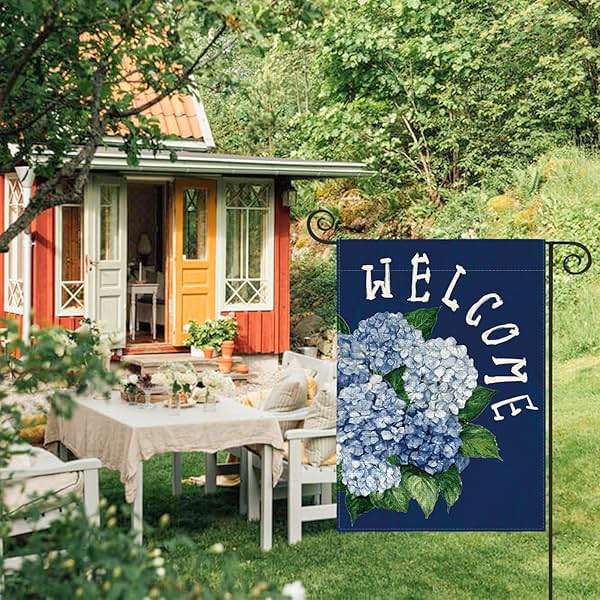 AVOIN colorlife Hydrangea Spring Summer Garden Flag 12x18 Inch Double Sided Outside, Seasonal Floral Welcome Yard Outdoor Flag - Image 2
