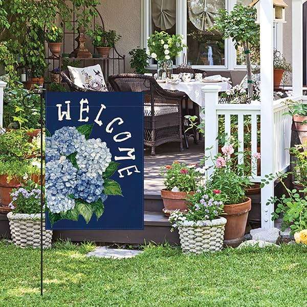 AVOIN colorlife Hydrangea Spring Summer Garden Flag 12x18 Inch Double Sided Outside, Seasonal Floral Welcome Yard Outdoor Flag - Image 4