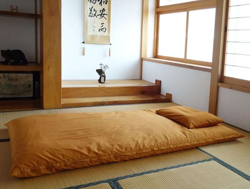 Organic Cotton Cover for Shikibuton, Shiki futon, Japanese Shiki Futon Cover, Kohaku Amber (Double) - Image 2