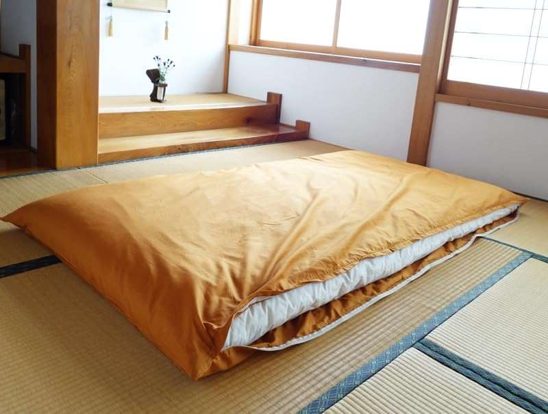 Organic Cotton Cover for Shikibuton, Shiki futon, Japanese Shiki Futon Cover, Kohaku Amber (Double) - Image 3